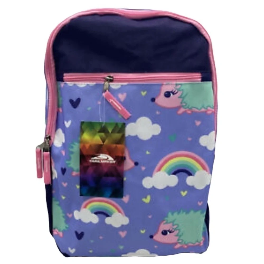 Trailmaker Girls' Rainbow Backpack Adjustable Padded Straps Purple Blue …